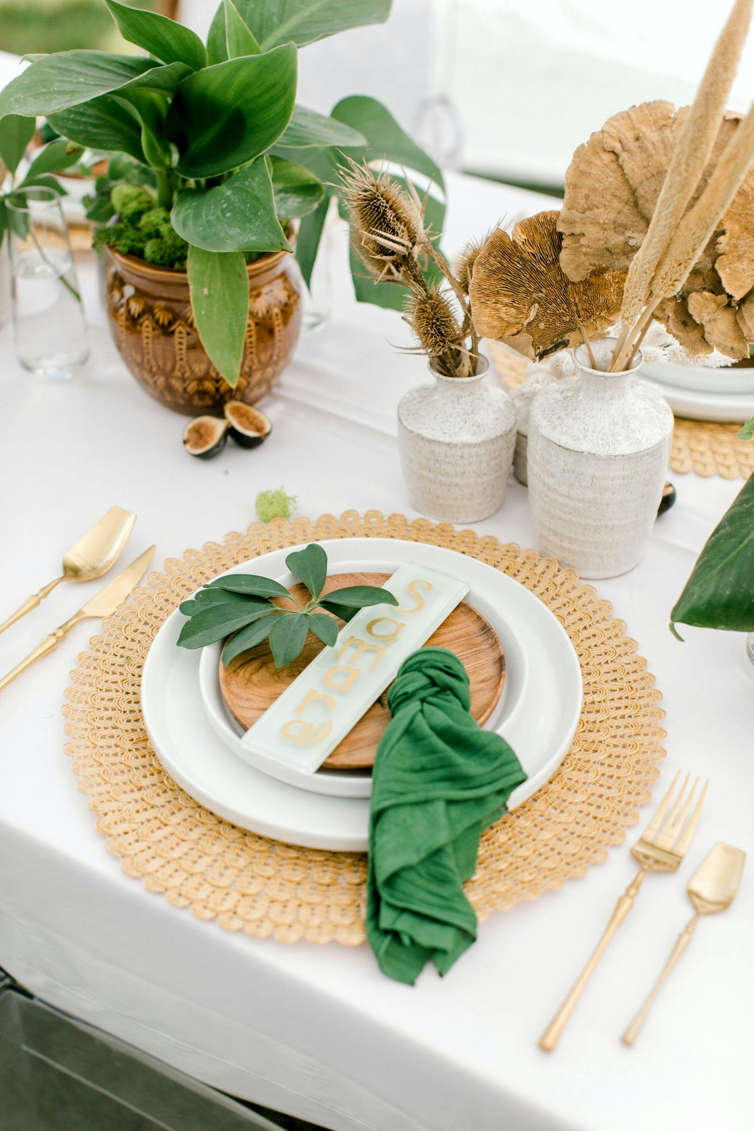 50th Birthday Party with Tablescape and Place Settings with Greenery | PartySlate