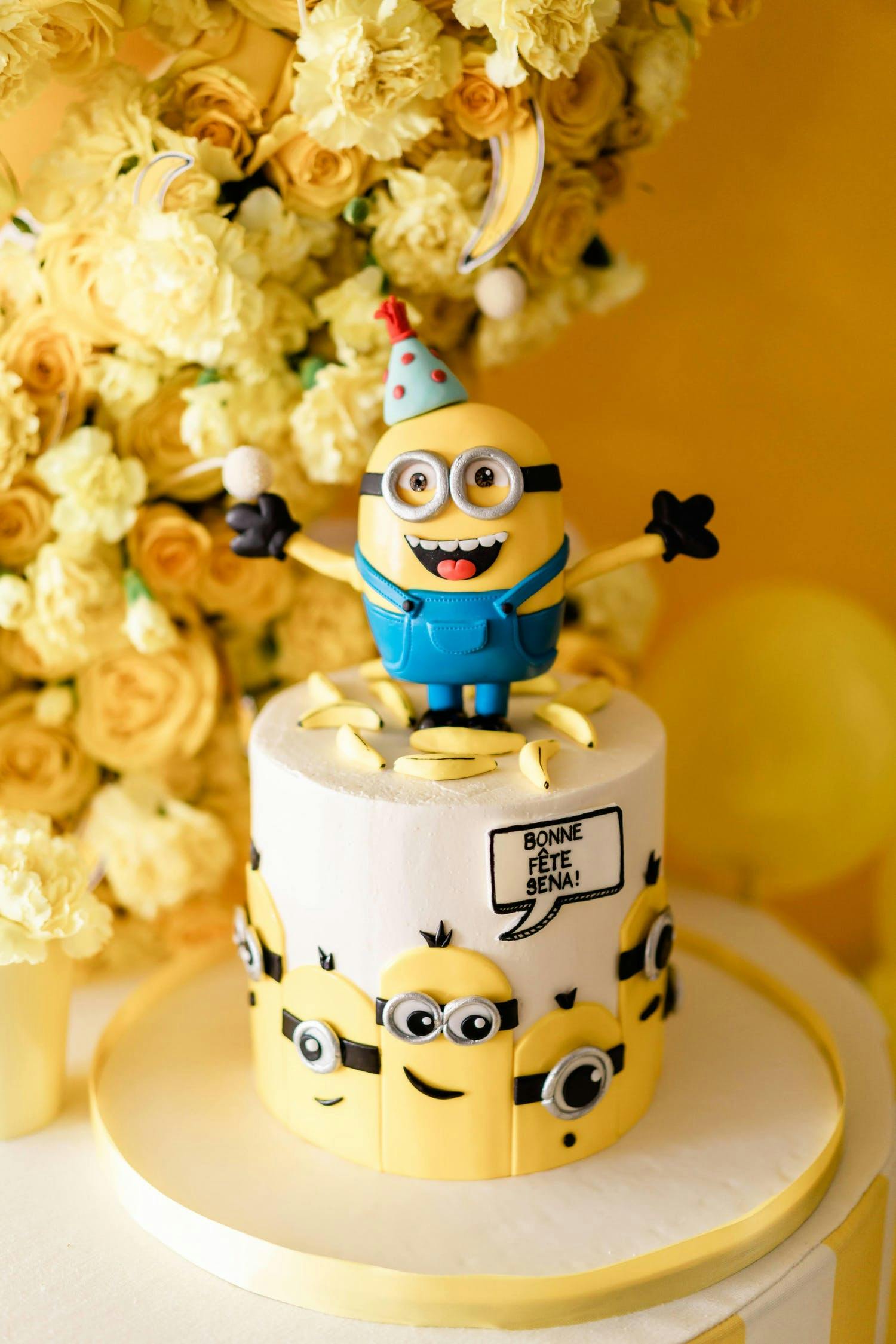Despicable Me Minions Themes Party With Minions Cake and Yellow Florals | PartySlate