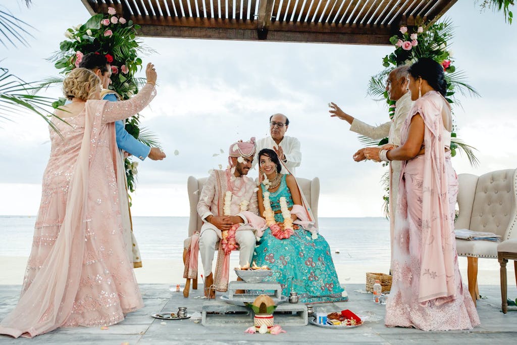 Latin-Indian fusion wedding mandap ceremony | PartySlate