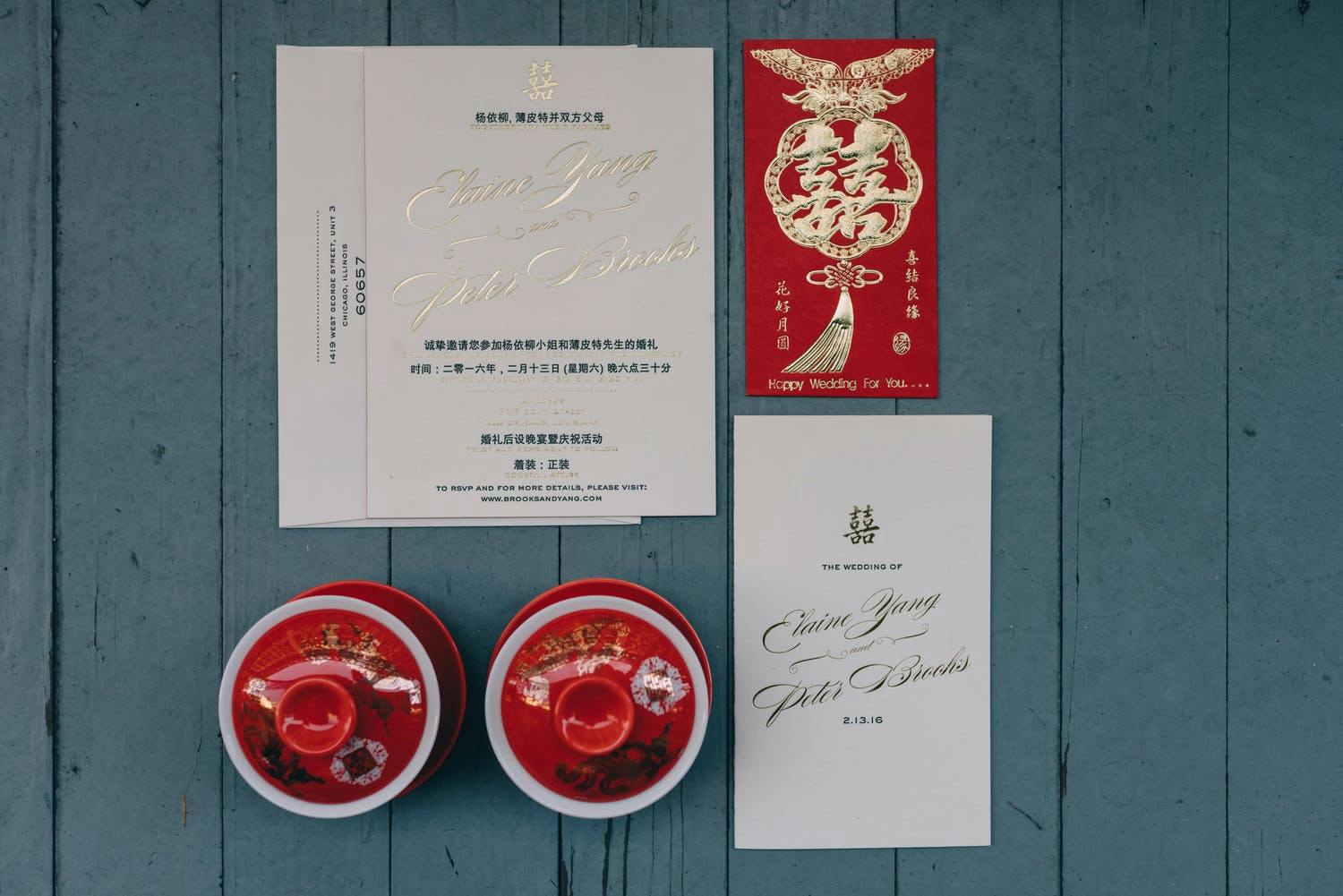 Chinese-American wedding invitation in two languages | PartySlate