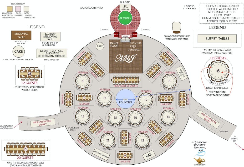 Wedding seating arrangement plan by Special Event Genie | PartySlate