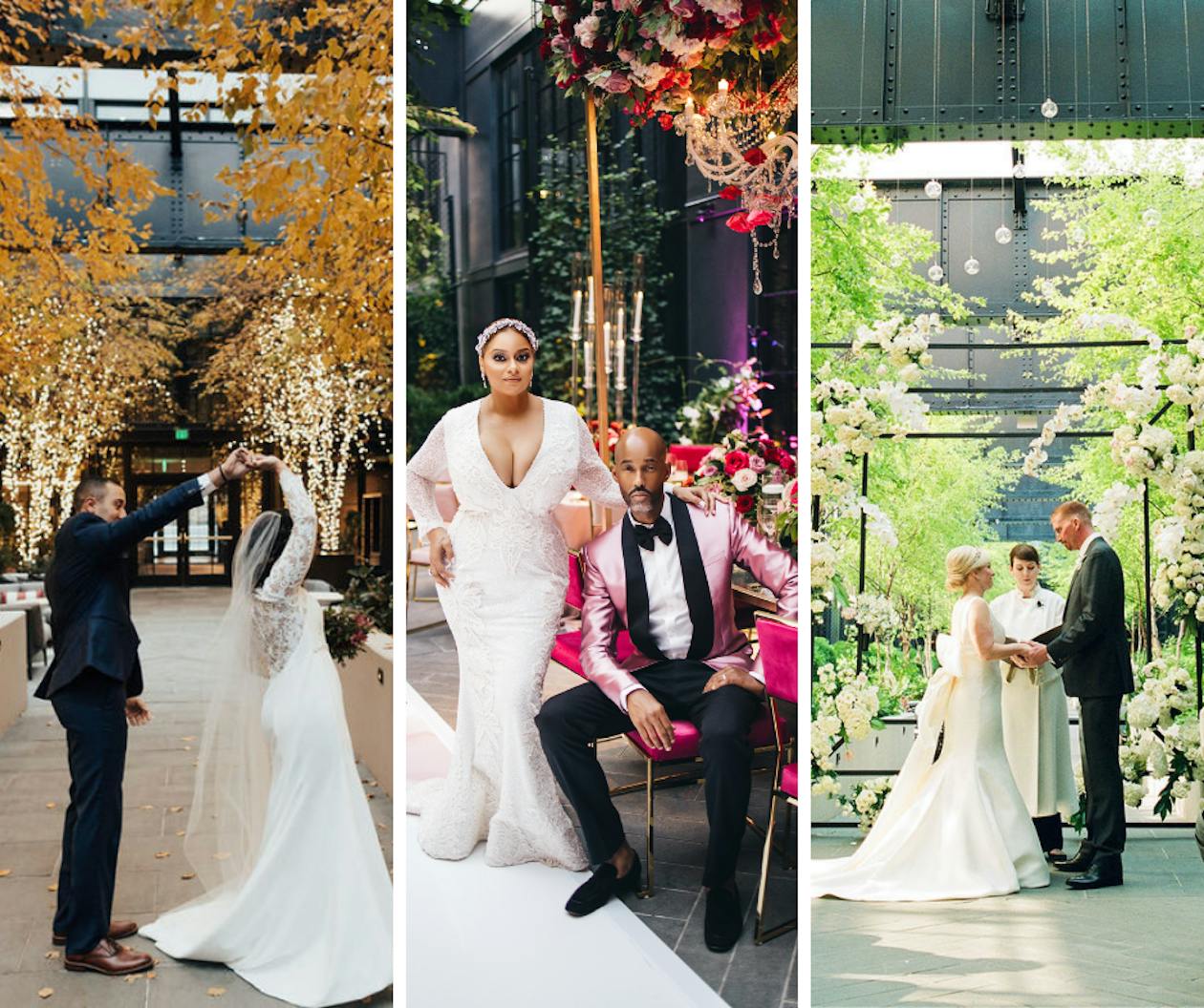 The Courtyard at the Sagamore Pendry Baltimore in three Different Wedding Seasons with Couples Dancing | PartySlate