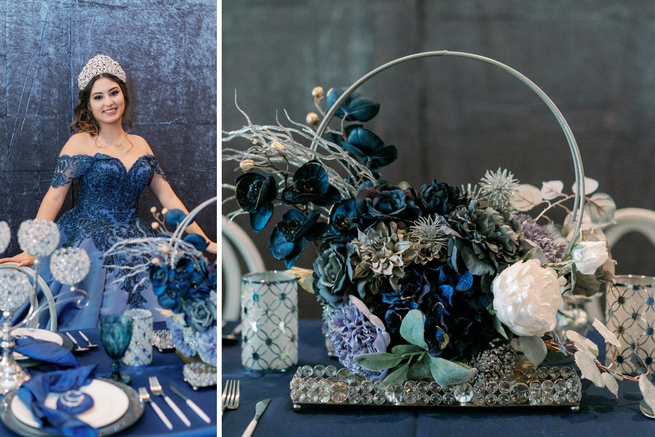 Blue moon quinceañera in blue and silver colors | PartySlate