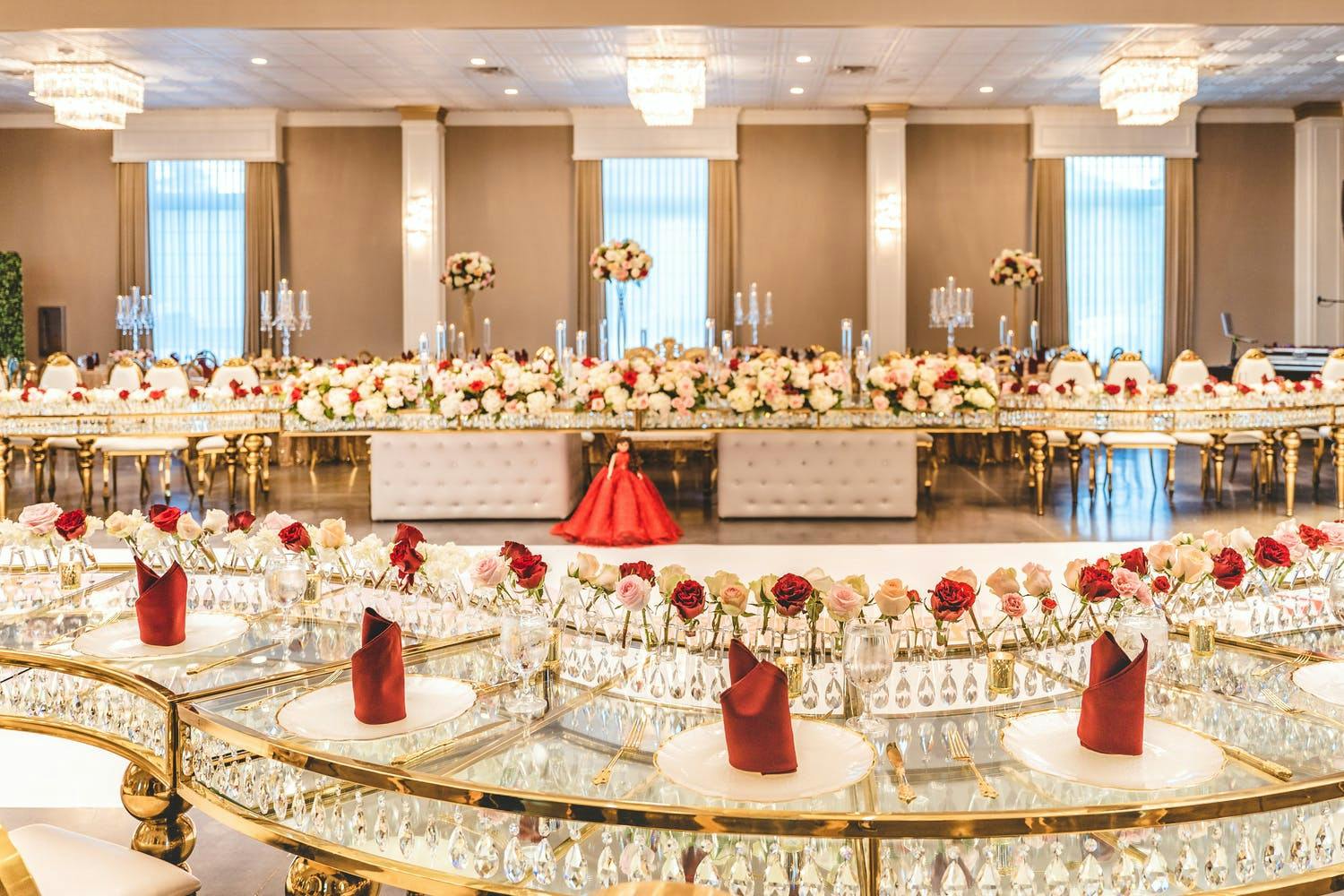 Paris theme quinceañera in red and gold colors | PartySlate