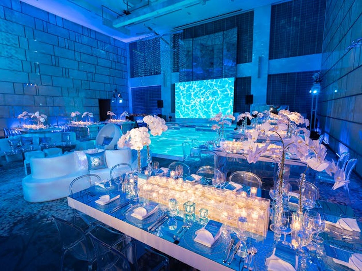 Indoor Underwater Pool Party With Blue Colors Scheme and Pool Party Details | PartySlate