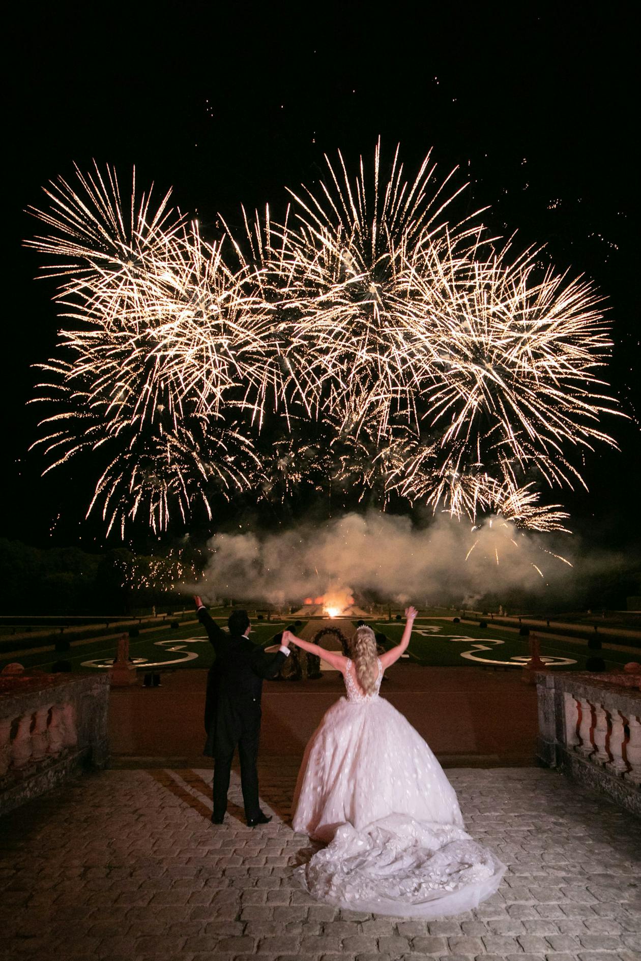 Romantic Castle Wedding at Chateau Vaux Le Vicomte in Paris With Fireworks | PartySlate
