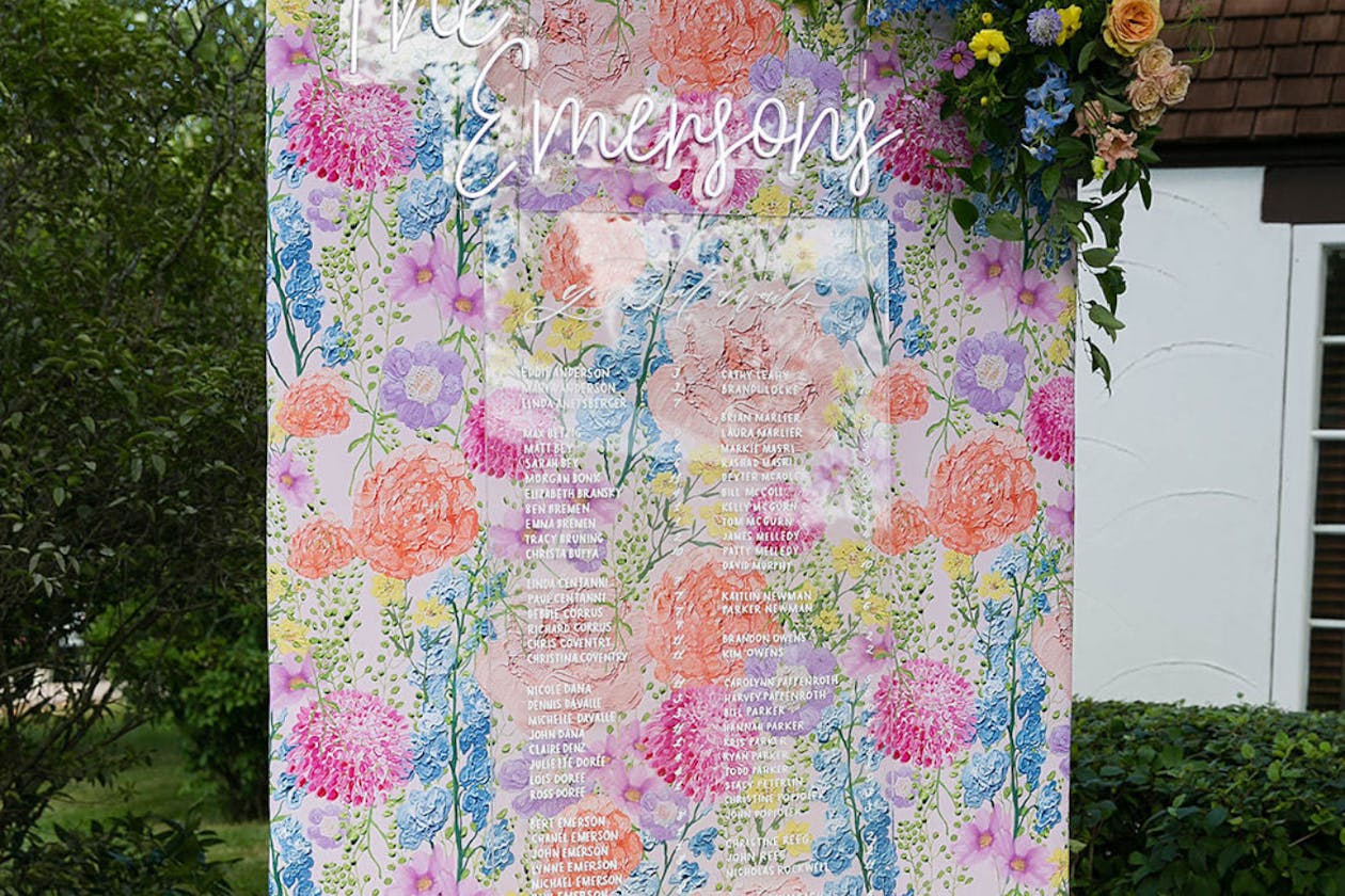 Whimsical watercolor wedding seating chart | PartySlate