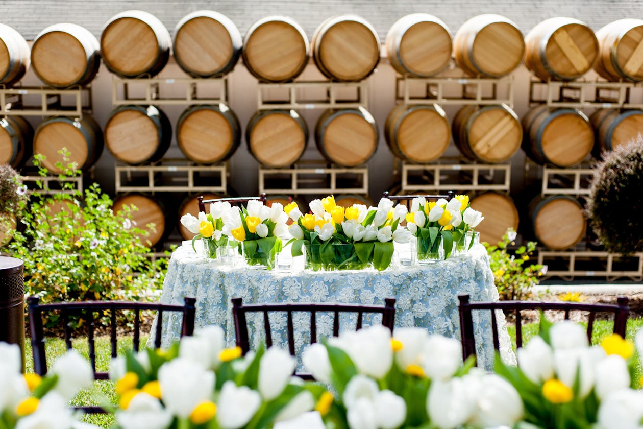 Hindu Wedding With Colorful Spring Tulip Centerpieces At Winery | PartySlate