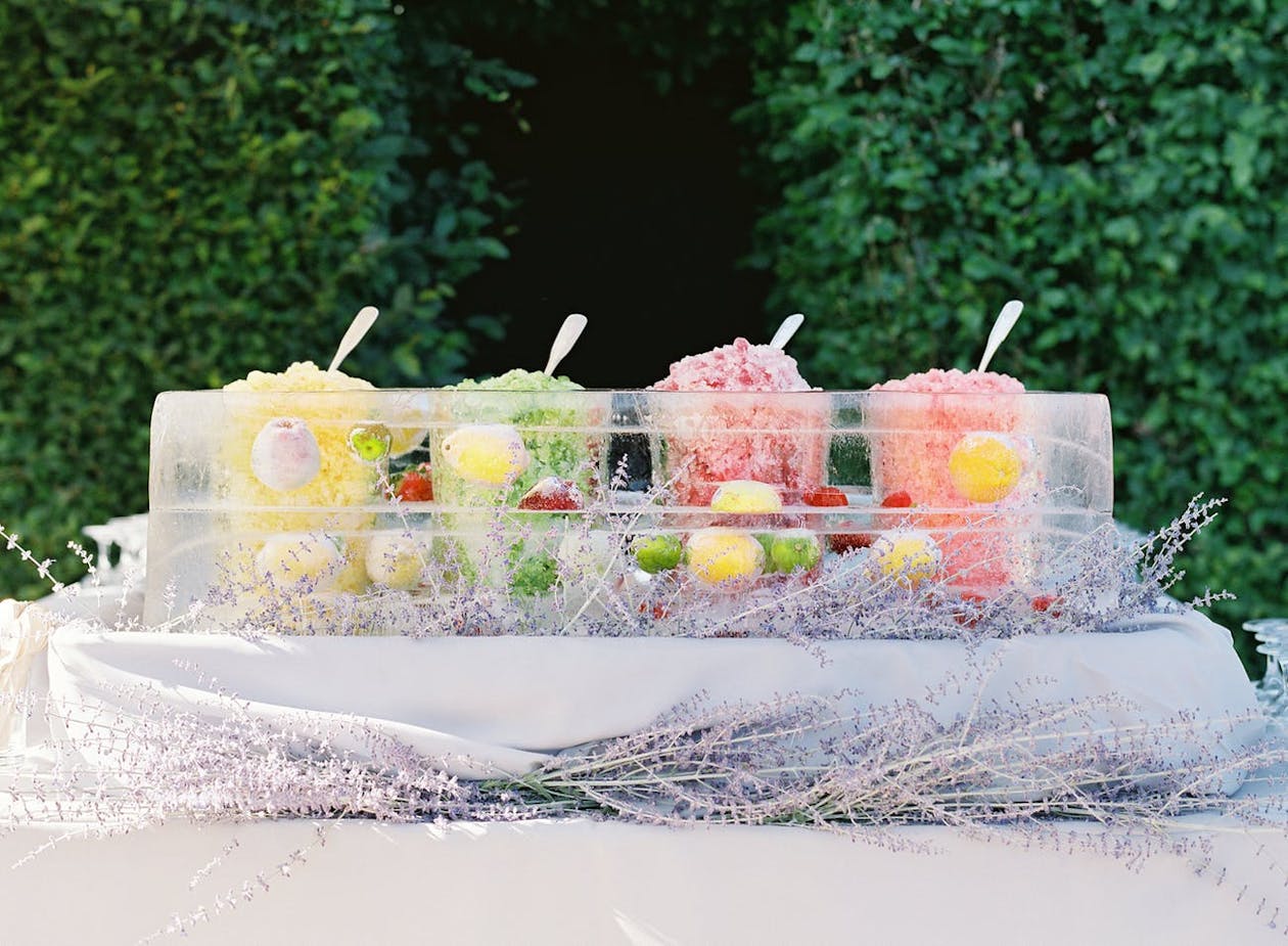 Rainbow sorbet station at wedding | PartySlate