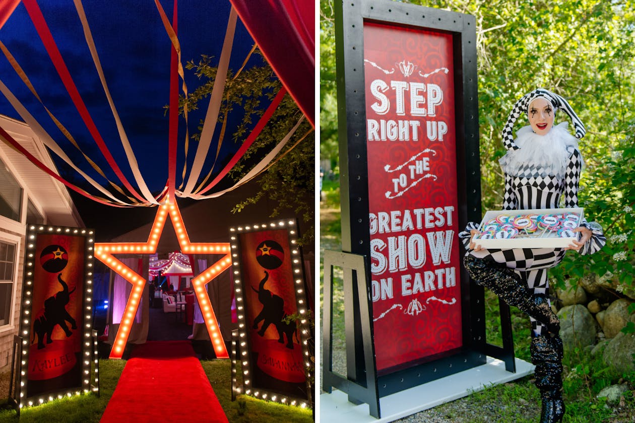 carnival themed graduation party signs and entrance | PartySlate