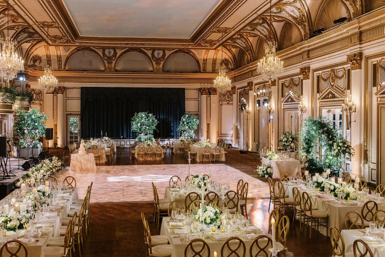 Romantic wedding with greenery in ballroom at Fairmont Copley Plaza | PartySlate