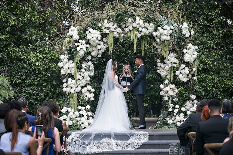 White and green garden wedding at Four Seasons Los Angeles at Beverly Hills | PartySlate