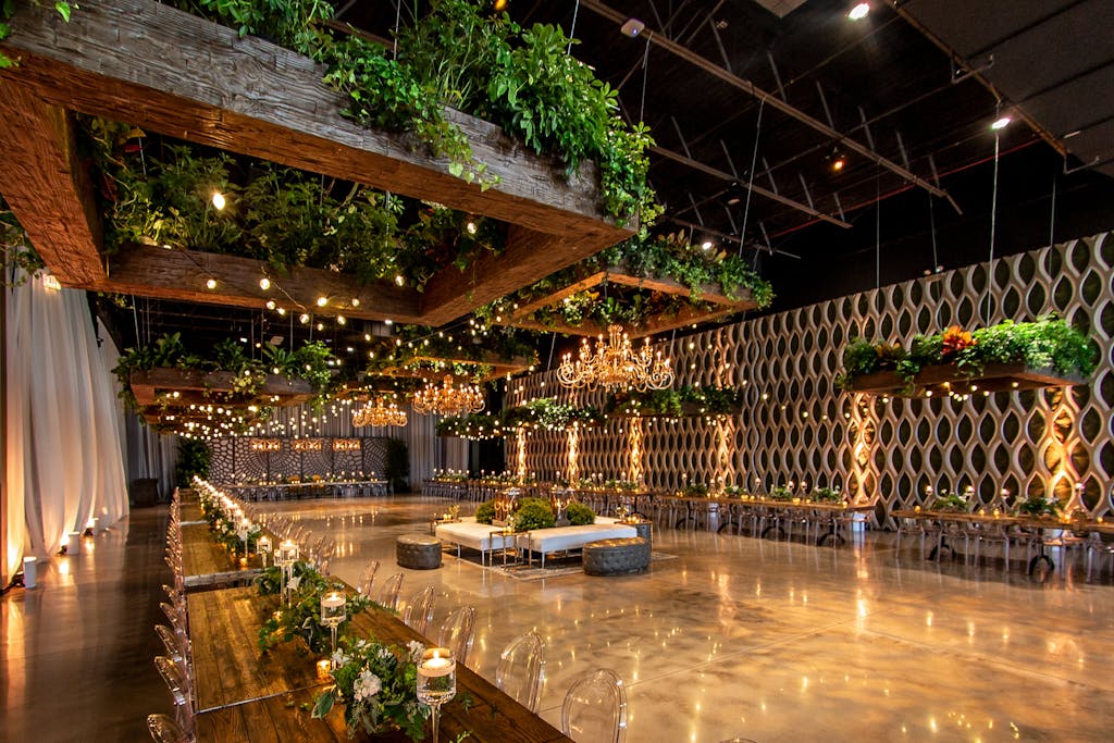 Elegant modern wedding with greenery at The Geraghty in Chicago, IL | PartySlate