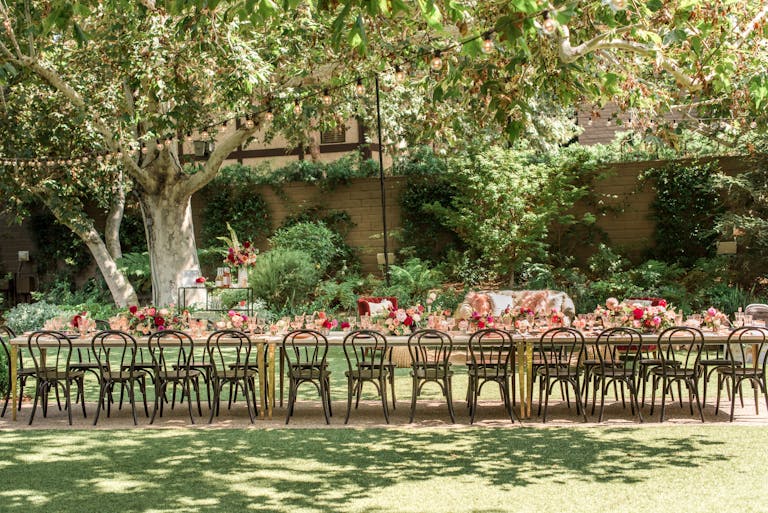 Outdoor baby shower tablescape at The Garland in West Hollywood, CA | PartySlate