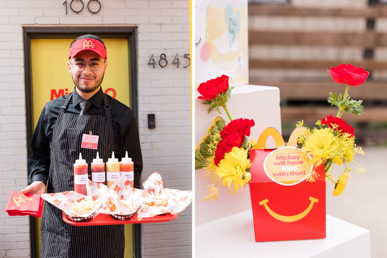 McDonald's themed baby shower with happy meal boxes and fries | PartySlate
