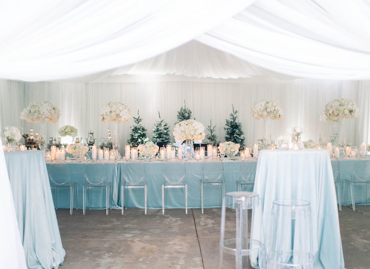 Winter baby shower in white and ice blue | PartySlate