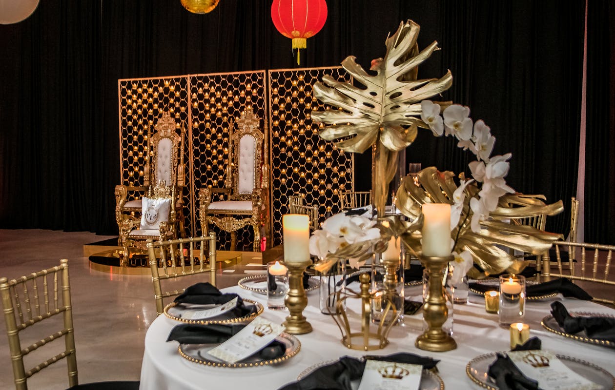 Royal-inspired gold baby shower centerpieces | PartySlate
