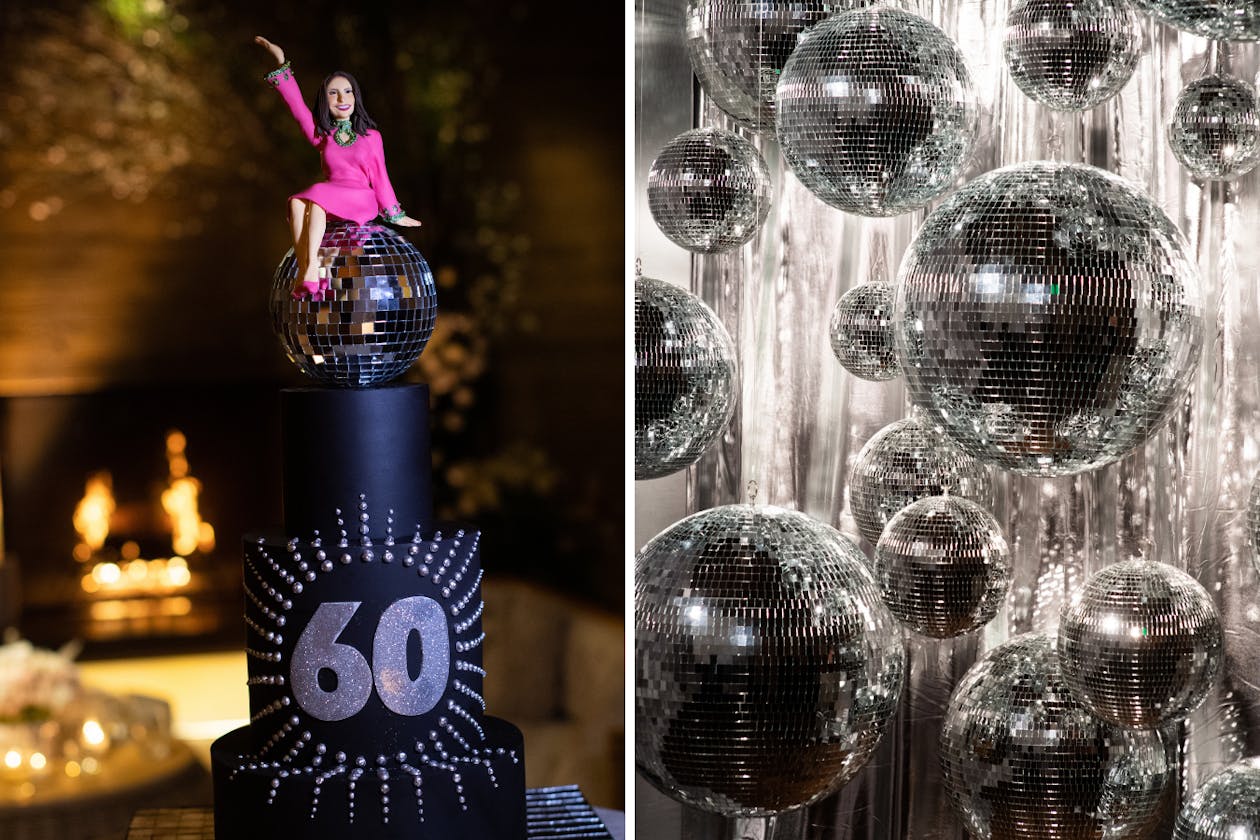 disco themed birthday with tiered disco cake | PartySlate