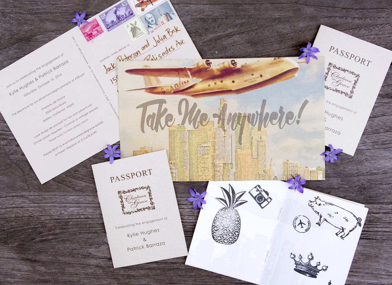 travel themed engagement party invitations | PartySlate