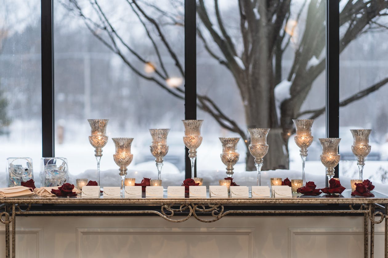 seasonal winter engagement party with white and gold accents | PartySlate