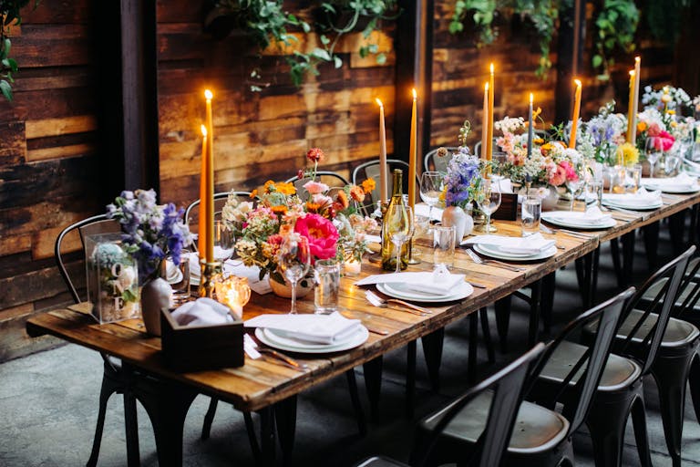 Private event with pink and purple flowers at Chicago Winery in Chicago | PartySlate