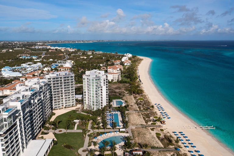 Ariel view of The Ritz-Carlton Turks & Caicos honeymoon destination | PartySlate