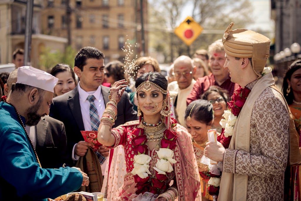 Vidaai During Romantic and Traditional Wedding at The Hindu Temple Society of North America in Queens, New York