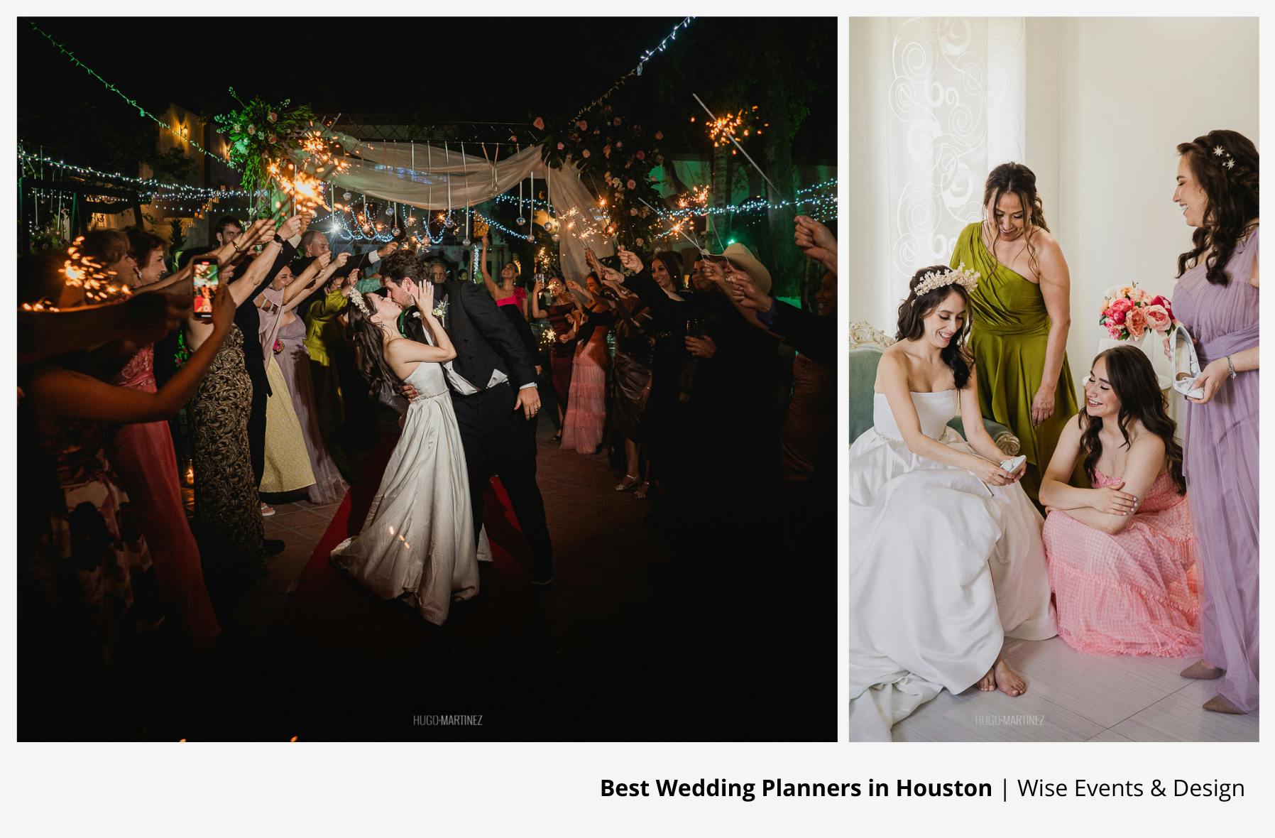 Guests celebrating bride and groom at the reception