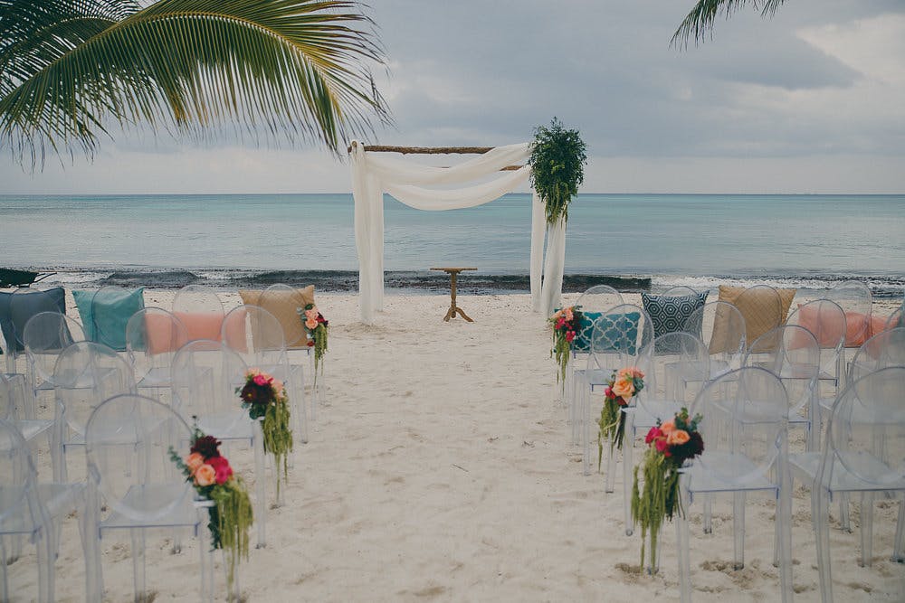 Colorful Beach Wedding at Grand Coral Beach Club in Riviera Maya, Mexico