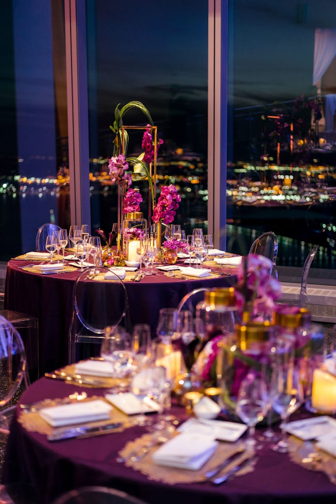 Purple and Gold Wedding at ASPIRE at One World Observatory in New York, New York