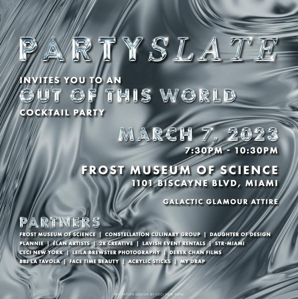 PartySlate Miami event invitation with design by Ceci New York
