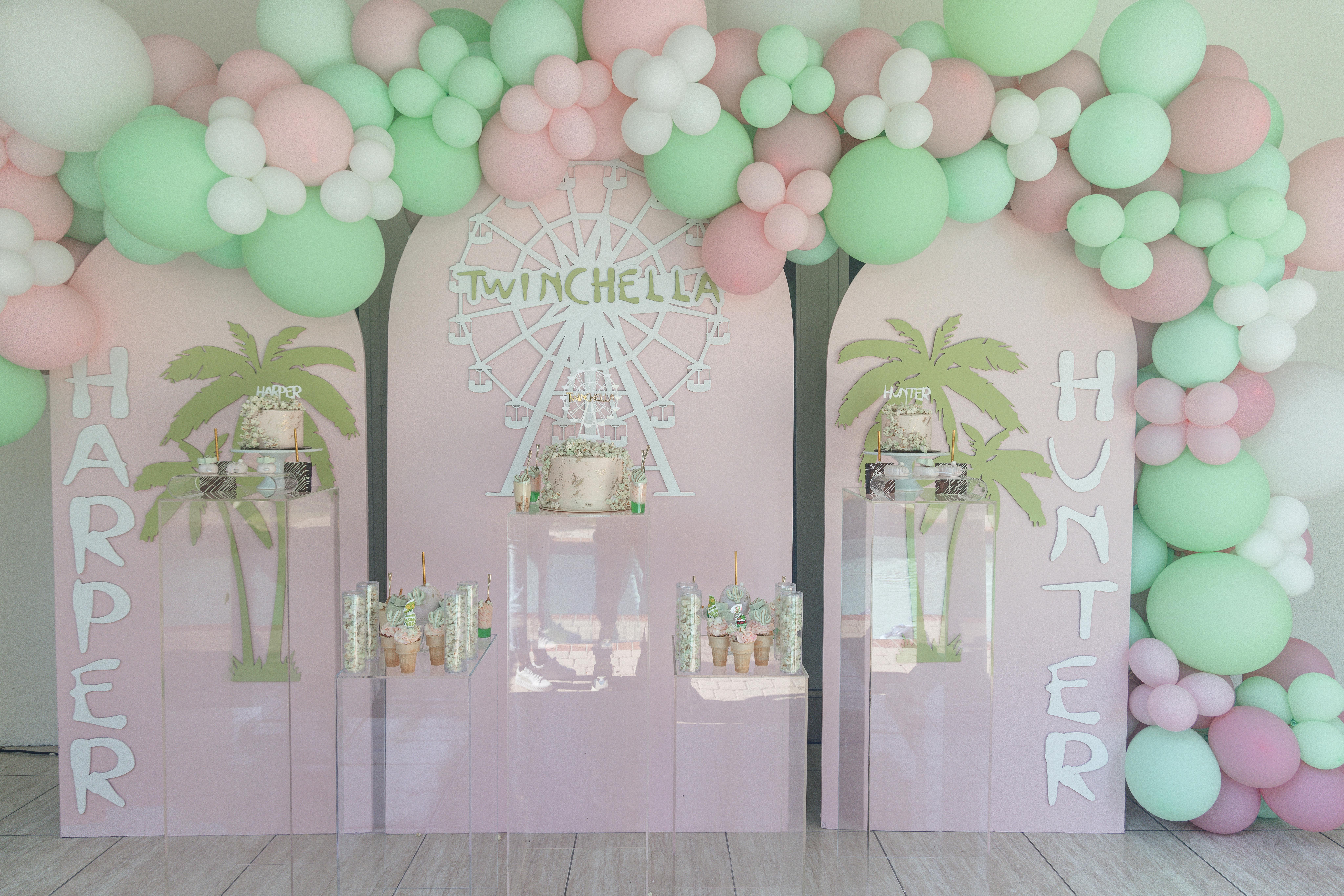 Adorable Twinchella First Birthday Party at a Private Residence in Miami, Florida
