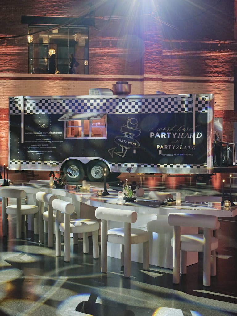 Food truck with PartySlate logo