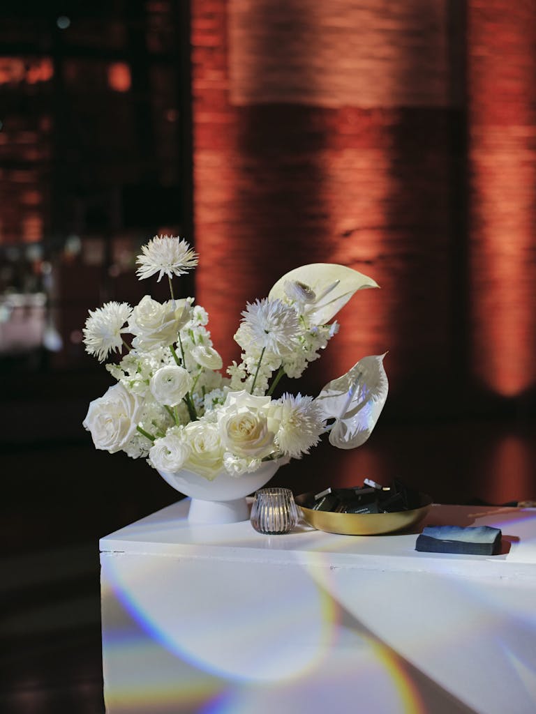 White monochromatic florals