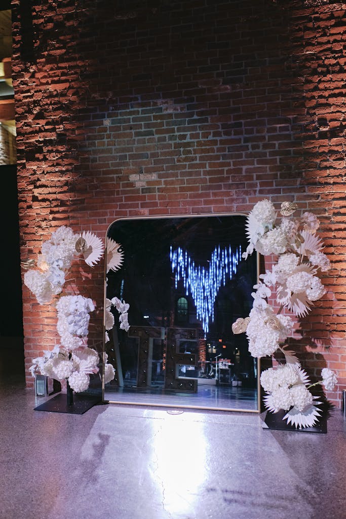Large mirror at a party
