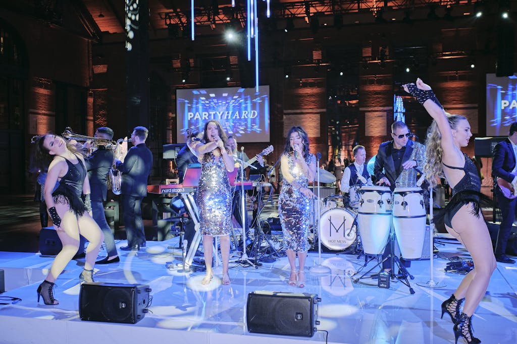 Entertainers performing on stage