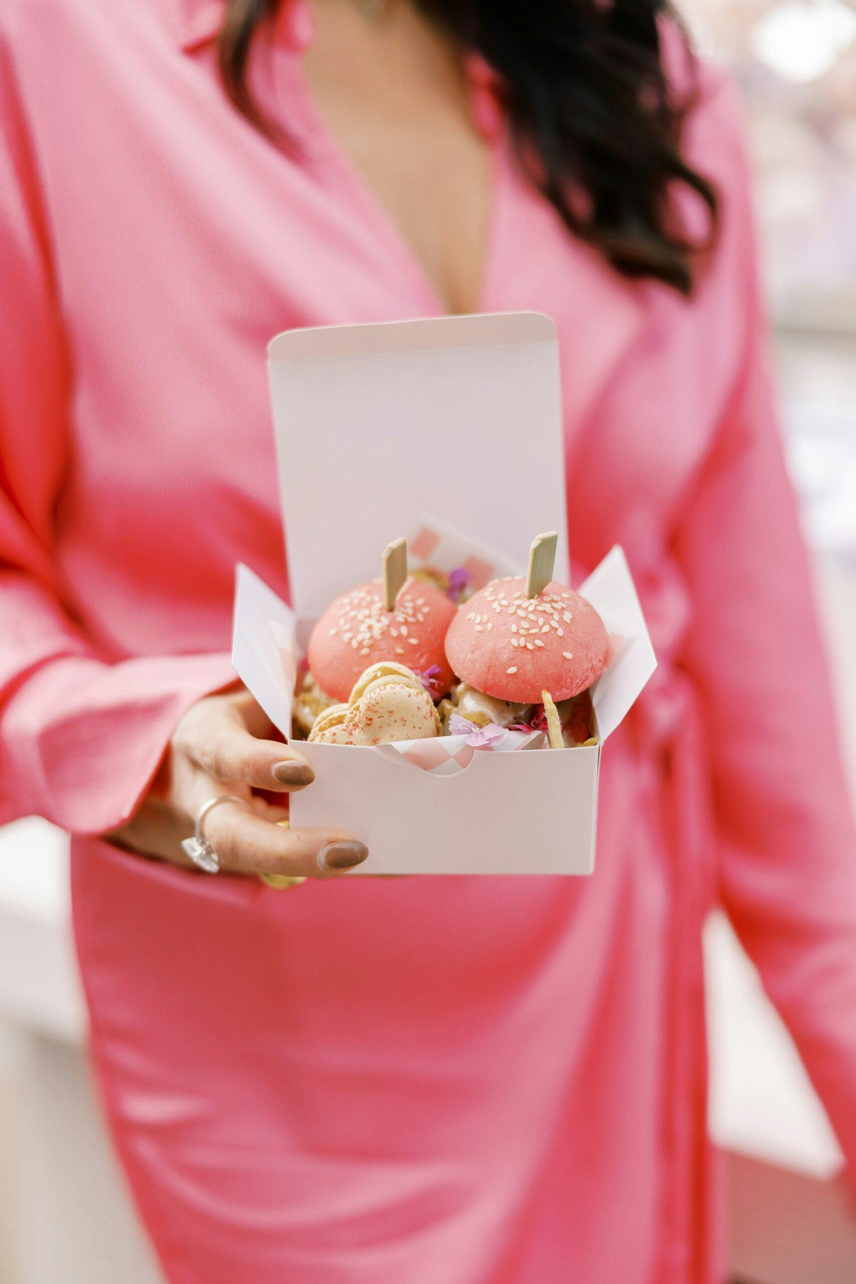 pink sliders match pink corporate event decor