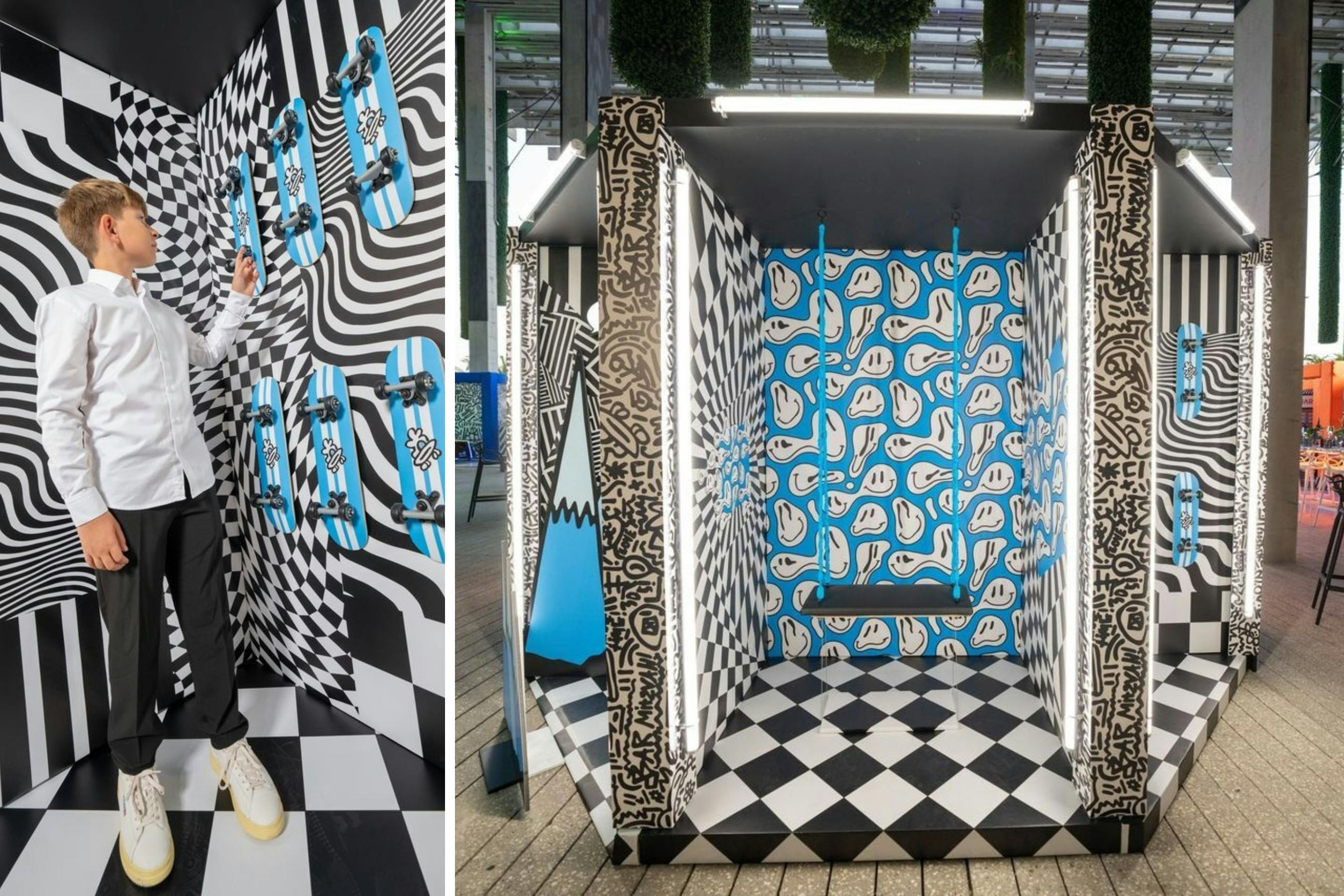 Doodle Theme Bar Mitzvah in blue, black, and white